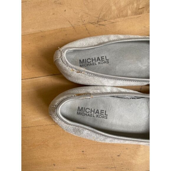 Michael Kors silver ballet flats women sz 8 - Picture 2 of 8